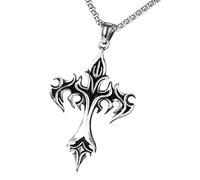 YIZITU Retro Fiamma Crocifisso Ciondolo Collana Fatta A Mano Per Le Donne Degli Uomini Elegante Ciondolo In Metallo Clavicola Catena Gioielli In Acciaio