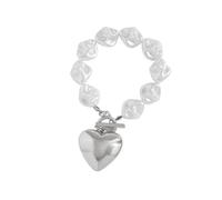 YIZITU Romance Heart Hollow Designs collana e set con perline piatte e perle per uso quotidiano o feste cuore Hollow collana /, C, come descritto, come descritto