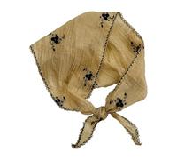 YIZITU Sciarpa ricamata floreale compatta design pieghevole foulard multiuso avvolgere la testa piccola scialle o copertura per il collo Stampato artistico leggero fazzoletto da collo, cachi, Taglia