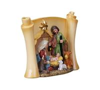 YIZITU Scroll Designs - Scultura decorativa in resina per presepe della Sacra Famiglia, decorazione natalizia e per la casa