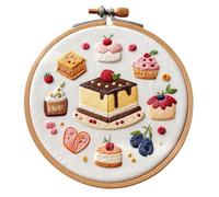 YIZITU Set da Ricamo per Torta con Telaio da Cucito. Istruzioni per Cucire per Principianti con Telaio in Plastica con Filo E Ago