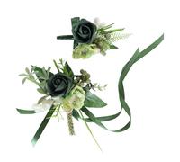 YIZITU Set di 2 accessori da sposa per bouquet con fiore all'occhiello, realistico, bouquet da polso per matrimoni, balli e cerimonie formali, balli, serate, eventi
