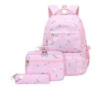 YIZITU Set di 3 borse da scuola alla moda e portapranzo, astuccio da viaggio, zaino casual, adatto per studenti e scuole ergonomiche, A, Bellezza di massa