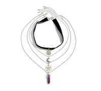 YIZITU Set Di 4 Strati Luna E Sole Cristallo Della Collana Del Pendente Delle Donne Stile Gotico Gioielli Collo Adatto Per Gli Appassionati Di Moda Gioielli Di Halloween