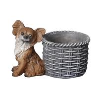 YIZITU Statuetta per cani fioriera in resina cucciolo scultura cesto di fiori per esterni e interni soluzione di stoccaggio per piante decorazione animale statua in resina