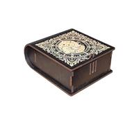 YIZITU Tarocchi in legno custodia per carte portatile piccolo porta tesori astrologia divinazione custodia per carte contenitore per carte scatola decorativa in legno