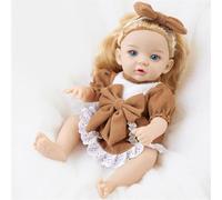 YIZITU Vinili realistici Bambole Bionde Del Bambino 12 pollici Con Bowknot Vestito Per I Bambini Giocare Nuovi Nati Addormentato Giocattolo Bambole Morbide Ragazza Vestiti Accessori Bambino