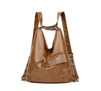 YIZITU Zaino in pelle Borsa a tracolla Zaino da viaggio Zaino versatile per ragazza Studente Borsa da scuola alla moda Zaino in pelle per libri di grande capacità, Marrone