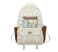 YIZITU Zaino scolastico Zaino per laptop in nylon di grande capacità per adolescenti zaino da viaggio per giovani zaino da viaggio per studenti zaino casual per laptop da viaggio, bianco, One Size