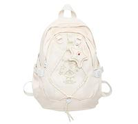 YIZITU Zaino Scuola Alla Moda Per Studenti Femminili Nylon Sacchetto di Scuola Casual Laptop Zaini Pratico Per E Zaino Da Viaggio, bianco, One Size