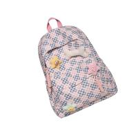 YIZITU Zaino semplice a scacchi di ispirazione giapponese per la borsa scolastica degli studenti con ampio spazio di archiviazione zaino estetico zaino in nylon alla moda, A