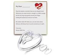 Yizone Anello da donna 2 in 1 con lettera abbracciata in argento Sterling e moissanite, con iniziale personalizzata con messaggio "Always With You", regalo per mamma, figlia, nipote, fidanzata