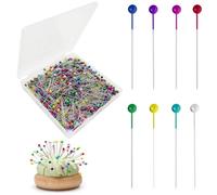 YIZWINS 600 Pezzi Spilli da Sarta 38 mm, Spilli con Testa in Vetro Grandi, Spilli con Testa Colorata, Spilli da Cucito Spilli da Cucito per Tessuti, Gioielli, Artigianato, Artigianato