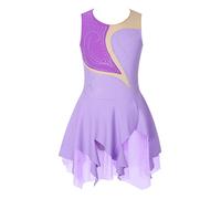 YiZYiF Abito da Danza Classica da Bambina Abito da Gara per Il Pattinaggio Artistico Senza Maniche Body da Danza Leotard da Ballerina Viola 15-16 Anni