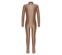 YiZYiF Bambini Unitard A Maniche Lunghe Per Ragazze Unitard Balletto E Ginnastica Abito Ballo Tutto Il Corpo Leotard Lungo Latino Marrone 11-12 anni