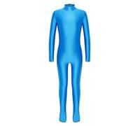 YiZYiF Bambini Unitard A Maniche Lunghe Per Ragazze Unitard Balletto E Ginnastica Abito Ballo Tutto Il Corpo Leotard Lungo Latino Blu 11-12 anni