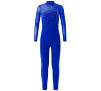 YiZYiF Body per Bambina Tuta da Ginnastica Artistica Pattinaggio Maniche Lunghe Jumpsuit Patchwork Sportiva Body da Danza Leotards da Balletto Blu reale 15-16 anni