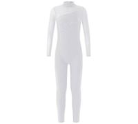 YiZYiF Body per Bambina Tuta da Ginnastica Artistica Pattinaggio Maniche Lunghe Jumpsuit Patchwork Sportiva Body da Danza Leotards da Balletto Bianco 9-10 anni