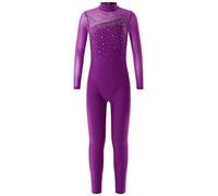 YiZYiF Body per Bambina Tuta da Ginnastica Artistica Pattinaggio Maniche Lunghe Jumpsuit Patchwork Sportiva Body da Danza Leotards da Balletto Viola 15-16 anni