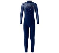 YiZYiF Body per Bambina Tuta da Ginnastica Artistica Pattinaggio Maniche Lunghe Jumpsuit Patchwork Sportiva Body da Danza Leotards da Balletto Blu scuro 11-12 anni