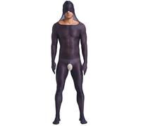 YiZYiF Bodystocking Uomo Tuta Intera Uomo Body in Mesh Trasparente Full Body Manica Lunga Cavallo Aperto Overall Erotico Camicie da Notte Grigio M