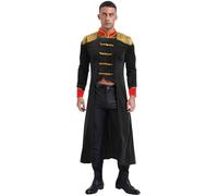 YiZYiF Cappotto da Domatore Circo da Uomo Giacca Blazer Lunga in Velluto Tailcoat da Showman Retrò Carnevale di Natale Halloween Nero 3XL