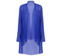 YiZYiF Cardigan Lungo Donna Chiffon Coprispalle da Cerimonia Elegante Giacca Top Bolero a Manica 3/4 Aperto Davanti Shrug per Matrimonio Sposa Cerimonia Vacanza Blu Reale D 3XL