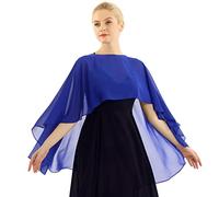 YiZYiF Coprispalle in Chiffon da Donna Elegante per Cerimonia Comunione Cardigan Shrug Alto-Basso Estivo Scialle e Stola Copricostume per Sposa Abiti da Sera Festa Vacanza Blu Taglia Unica