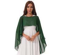 YiZYiF Coprispalle in Chiffon da Donna Elegante per Cerimonia Comunione Cardigan Shrug Alto-Basso Estivo Scialle e Stola Copricostume per Sposa Abiti da Sera Festa Vacanza Verde Scuro Taglia Unica