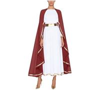 YiZYiF Costume da Antica Greca Romana Vestito Dea Greca Donna Abito da Regina Cosplay Uniforme Vestito Lungo per la Festa di Halloween A Borgogna M