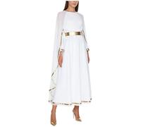 YiZYiF Costume da Antica Greca Romana Vestito Dea Greca Donna Abito da Regina Cosplay Uniforme Vestito Lungo per la Festa di Halloween A Bianco L