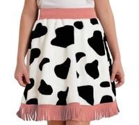 YiZYiF Costume da Cowgirl per Ragazze Minigonna a Vita Alta Halloween Gonna Western e Frange Costume da Festa Rosa 5-6 anni