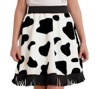 YiZYiF Costume da Cowgirl per Ragazze Minigonna a Vita Alta Halloween Gonna Western e Frange Costume da Festa Nero 5-6 anni