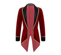 YiZYiF Costume di Domatore Halloween per Bambini Il più Grande Showman Blazer Smoking Velluto Elegante Travestimento da Maestro di Circo Vestito di Teatro Cosplay Carnevale Burgundy 16 Anni