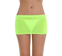 YiZYiF Donna Basic Trasparente Mini Gonna Corta Sottoveste Lingerie Super Morbido Strech Sottogonna Gonna a Matita Miniskirt Bodycon Indumenti da Notte Taglia Unica Giallo Fluorescente Taglia Unica