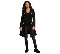 YiZYiF Giacca Lungo Gotico da Donna Medievale Cappotto Tailcoat Vintage Blazer Elegante da Smoking Pizzo per Carnevale Halloween Strega Travestimento Frac Outwear Nero M