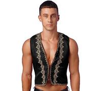 YiZYiF Gilet da uomo Vintage Gotico Senza Maniche Gilet Arabo Steampunk Tailcoat Gotico Giacca Vittoriana Gilet Rinascimentale Top Halloween Costume Nero XL