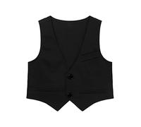 YiZYiF Gilet Panciotto Festivo per Ragazzi Vestito da Cerimonia Bambini Abito da Gentiluomo Abito da Battesimo Sera Sposa Wedding Vest Giacca Elegante 3-14 Anni Nero A 13-14 Anni
