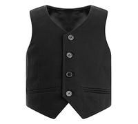 YiZYiF Gilet Panciotto Festivo per Ragazzi Vestito da Cerimonia Bambini Abito da Gentiluomo Abito da Battesimo Sera Sposa Wedding Vest Giacca Elegante 3-14 Anni Nero C 5-6 Anni