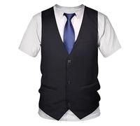YiZYiF Maglietta Uomo Slim Fit T-Shirt Uomo Smoking Cravatta 3D Stampato Estate Camicia Divertenti T-Shirt Manica Corta Tees Top Estivo Cosplay Festa Partito Performance Nero 4XL