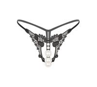 YiZYiF Mutandine Sexy da Donna Mini Perizoma String Vita Bassa Slip Aperto Taglio Perla Bikini Mini Slip Perizoma Underwear Nero A L