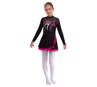 YiZYiF Ragazza Vestito da Balletto Costume da Balletto per Bambini Manica Lunga Body da Pattinaggio Artistico Leotard da Ball Dancewear Rosa caldo 13-14 anni