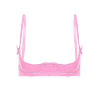 YiZYiF Reggiseno Donna con Push up in Pelle Wetlook Bustier Reggiseno Aperto Davanti Sexy Hot per Sesso Bra Top Bralette Biancheria di Cuoio Rosa XL