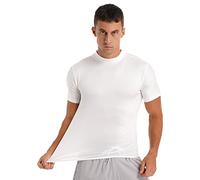 YiZYiF T-Shirt a Maniche Corte Maglietta da Uomo con Collo Alto in Cotone Maglia a Compressione per Corsa Movimento Fitness Lupetto Taglia M-4XL in Diversi Colori Bianco XXL
