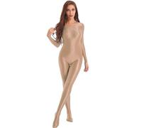 YiZYiF Tuta da Donna Lucida Rompers Maniche Lunghe Bodysuit Ginnastica Pantaloni da Yoga Fitness Skinny Aderente Sportiva Jumpsuit Coffee M