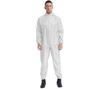 YiZYiF Tuta di Sicurezza con Cappuccio Tuta da Lavoro Integrale da Meccanico Abbigliamento da Lavoro per Gli operai dell'officina Bianco L