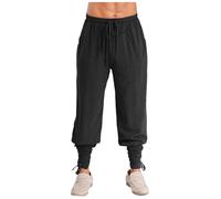 YiZYiF Uomini Medioevo Pantaloni Lunghi Pantaloni Pirata Retro Rinascimento Costume Vichingo Pantaloni Casual Steampunk Nero XL