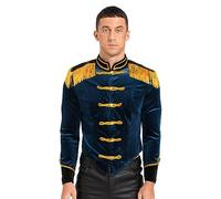 YiZYiF Uomo Costume da Circo Maschile Direttore del Circo Manica lunga Giacca Blazer di Velluto Tailcoat Cosplay Costume Carnevale Blu scuro L