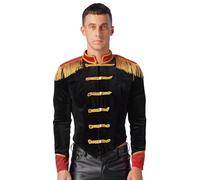 YiZYiF Uomo Costume da Circo Maschile Direttore del Circo Manica lunga Giacca Blazer di Velluto Tailcoat Cosplay Costume Carnevale Nero XXL