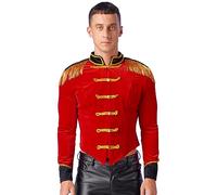 YiZYiF Uomo Costume da Circo Maschile Direttore del Circo Manica lunga Giacca Blazer di Velluto Tailcoat Cosplay Costume Carnevale Rosso 3XL